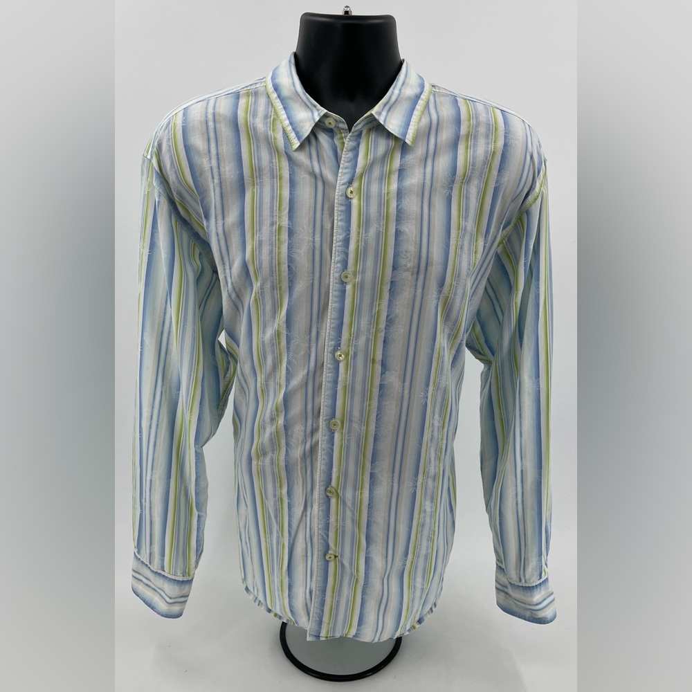 Tommy Bahama Button Down Shirt Long Sleeve Cotton Striped Relax Mens Large‎ XL